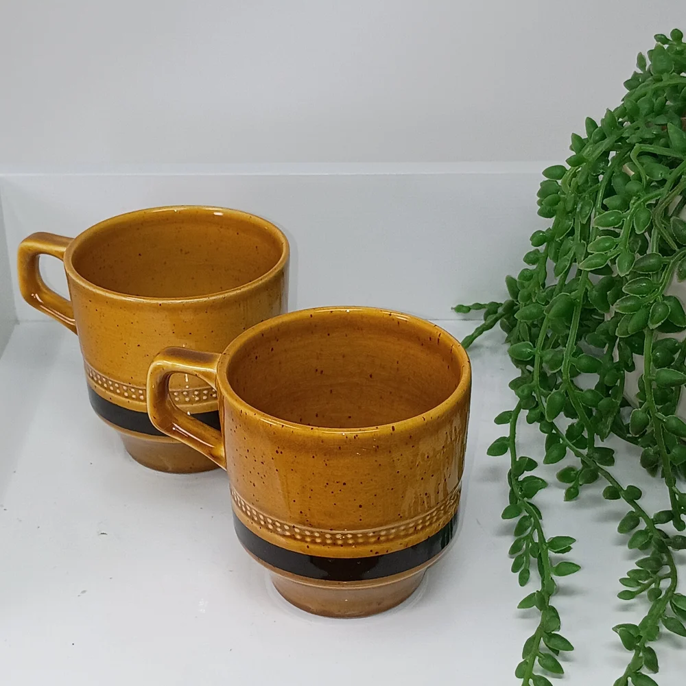 Rustic Stoneware Dinnerware Set - Gold and Black